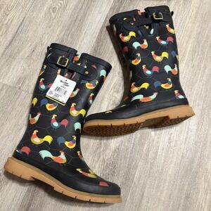 Western Chief‎ Women's Chicken Plaid Rain Boots Size 6 - Charcoal